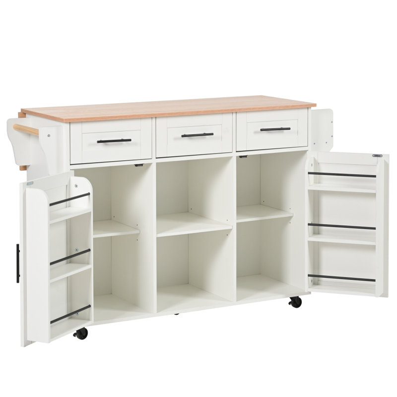 Wood Kitchen Island, White