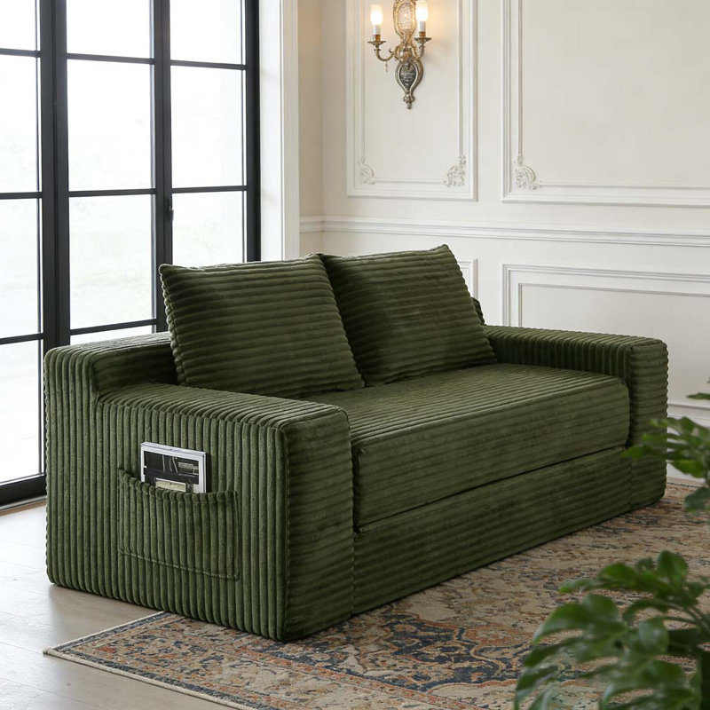 Canapé-lit pliant convertible 2 en 1, causeuse en mousse viscoélastique avec nuage, Vert