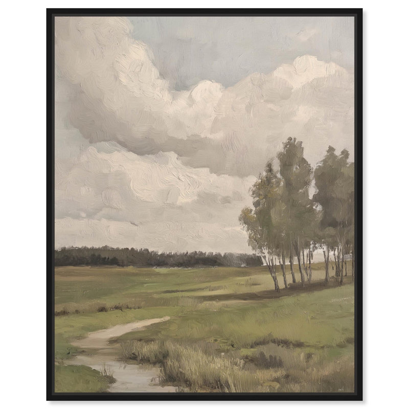 «Beyond the Field», impressionisme par Art Remedy, H 21 po x l 17 po, Cadre flottant noir