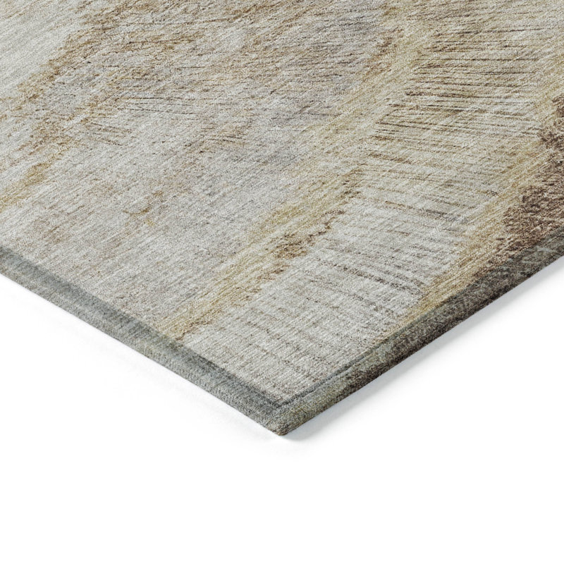 Tapis extérieur lavable abstrait beige et taupe 5 pi x 8 pi