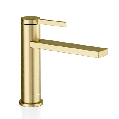  Tinian Single-Hole Faucet with Pop-Up Drain, Single-Handle Modern Bathroom Sink Faucet in Brushed Gold