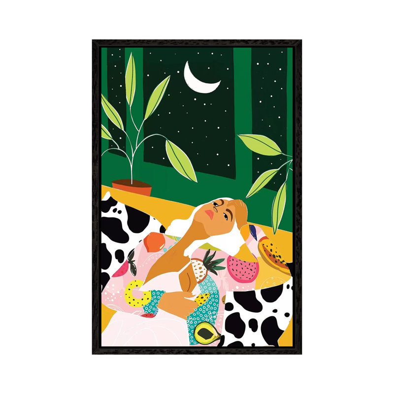 Moon Lover - Painting on Canvas, Black Framed, 152.4cm H x 101.6cm W x 3.81cm D