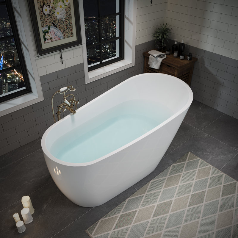 55.12'' x 29.13'' Soaking Acrylic Bathtub, Chrome