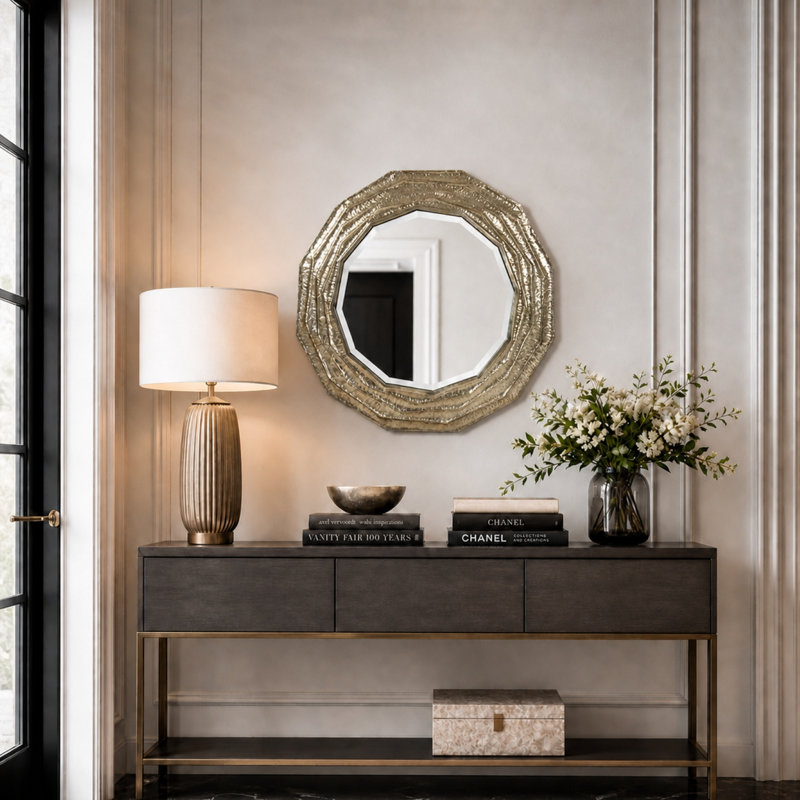 Marcelle Octagon Iron Beveled Wall Mirror
