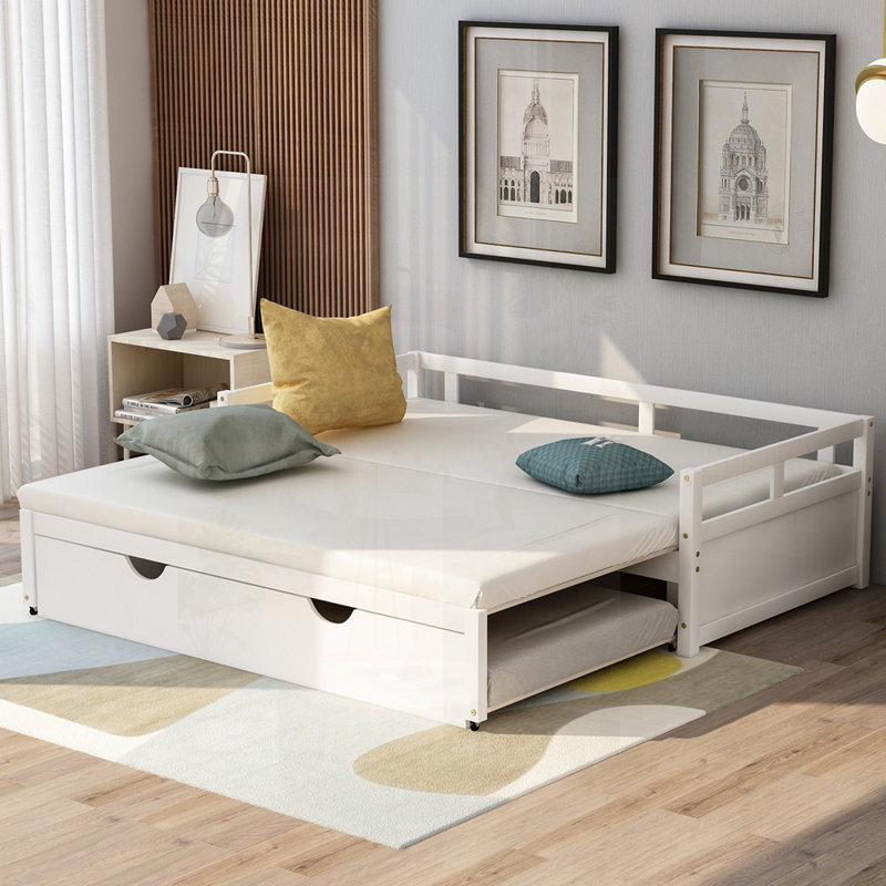 Lit de jour extensible avec couchette, lit de jour en bois pour un espace de couchage supplémentaire et une utilisation polyvalente dans les chambres d'amis
