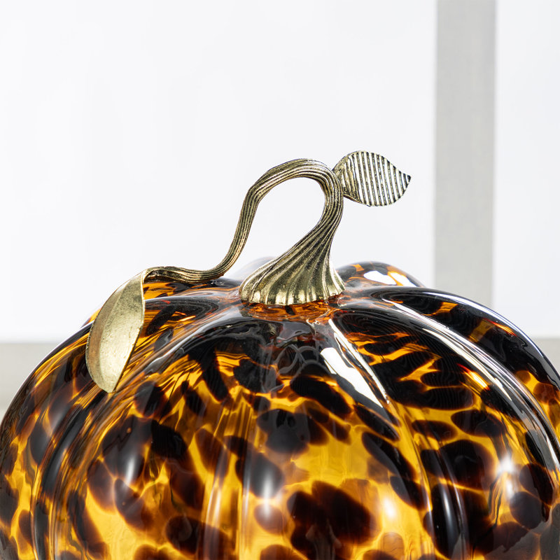 9.5"D Amber Dots Glass Pumpkin