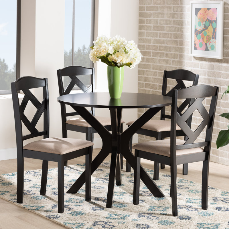 Ezariah Four Leg Dining Set, 30”H x 35”L x 35”W, 5
