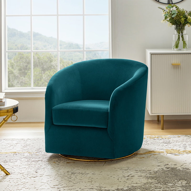 Amarante Contemporary and Classic Velvet Swivel Chair, Teal 
