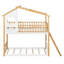 Lit superposé simple au-dessus d'un lit simple en bois avec toit, fenêtre, échelle, naturel (OLD SKU: LT100008AAN-2)