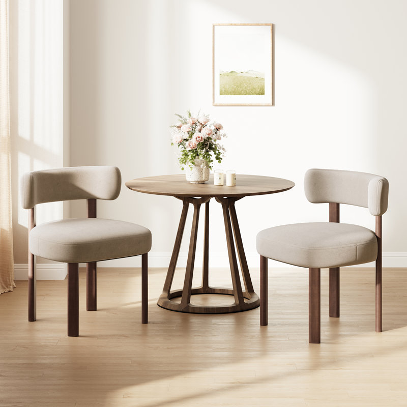 Upholstered Solid Wood Dining Chair Side Chair, Camel