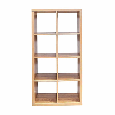 Smart 8-grid open bookshelf, 2x4 cube bookshelf, oak color, suitable for home and office