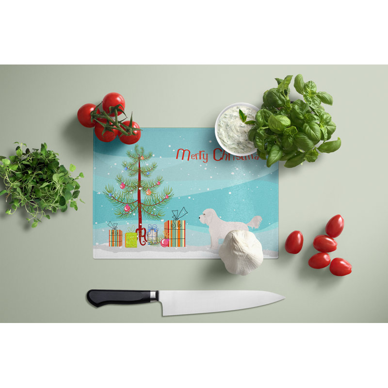 Havapoo #1 Christmas Tree Glass Cutting Board Large-bo3, Bichpoo White