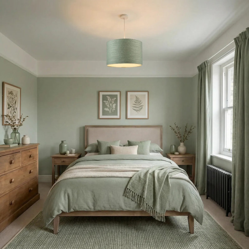 20cm H Fabric Drum Lamp Shade ( Slip-On ), Sage