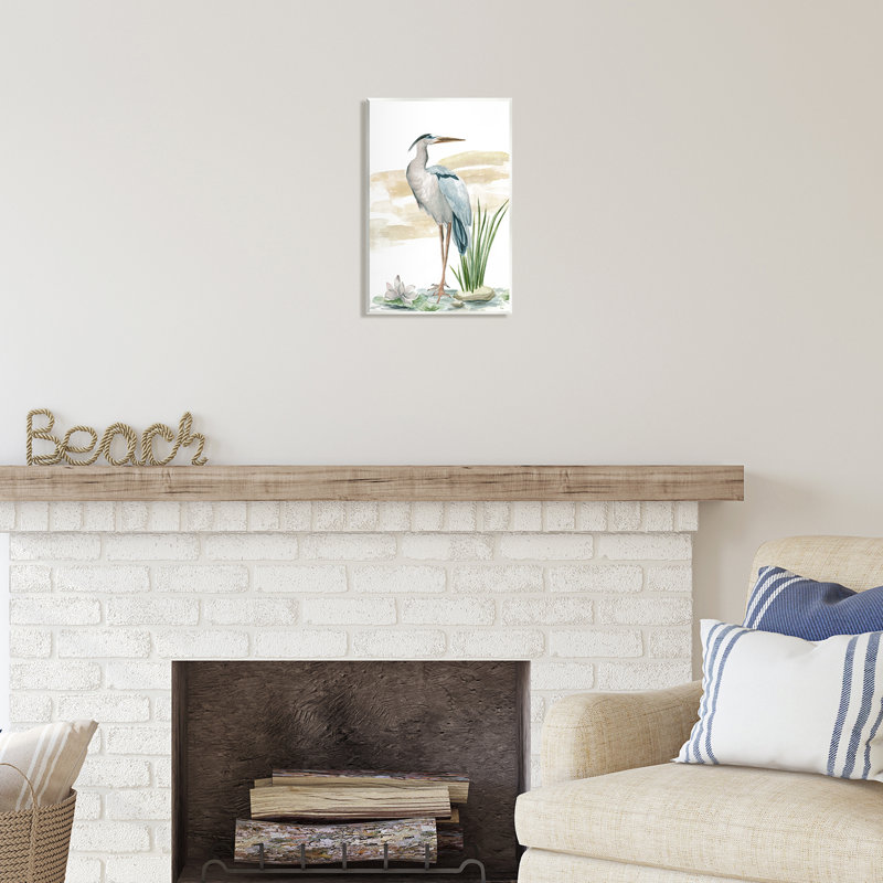 «Stupell Industries Heron & Lotus Flower», art mural sur toile par Melissa Wang, H 15 po x l 10 po x P 0,5 po