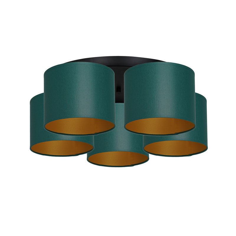 Alexsi Semi Flush Mount, Black, Green/Gold
