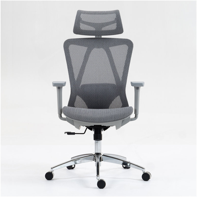 Chaise de bureau haut dossier en filet: 8360HW-GR, Gris, Argent argent
