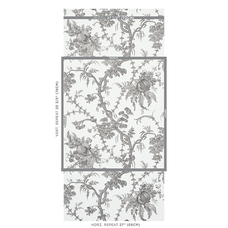 San Cristobal Toile Wallpaper, Black