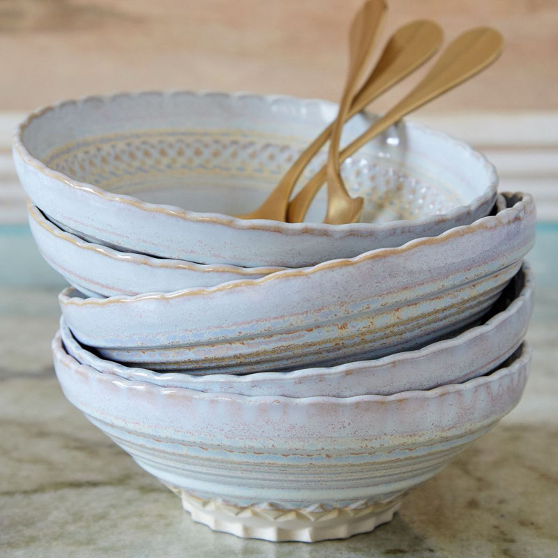 Cristal Handmade Stoneware Dining Bowl, Nacar