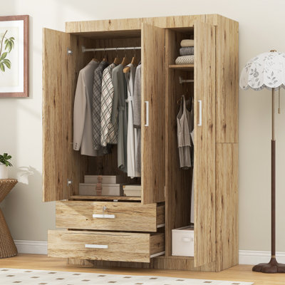 Wardrobe With 2 Drawers And 2 Hanging Rods