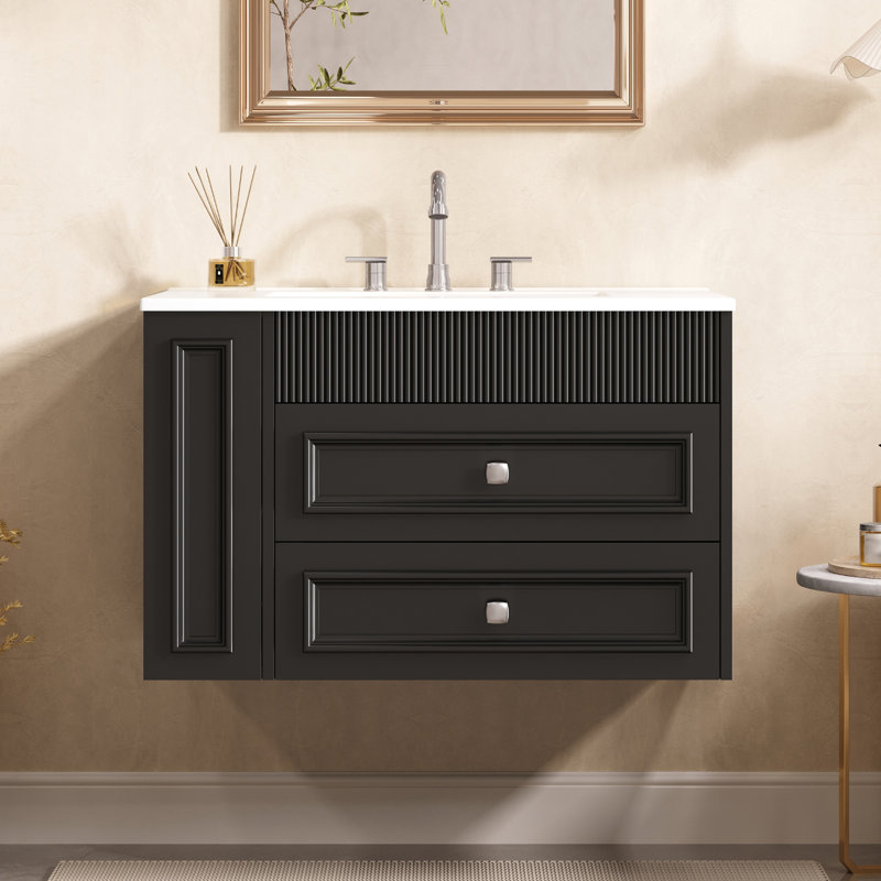 Meuble-lavabo mural, Noir