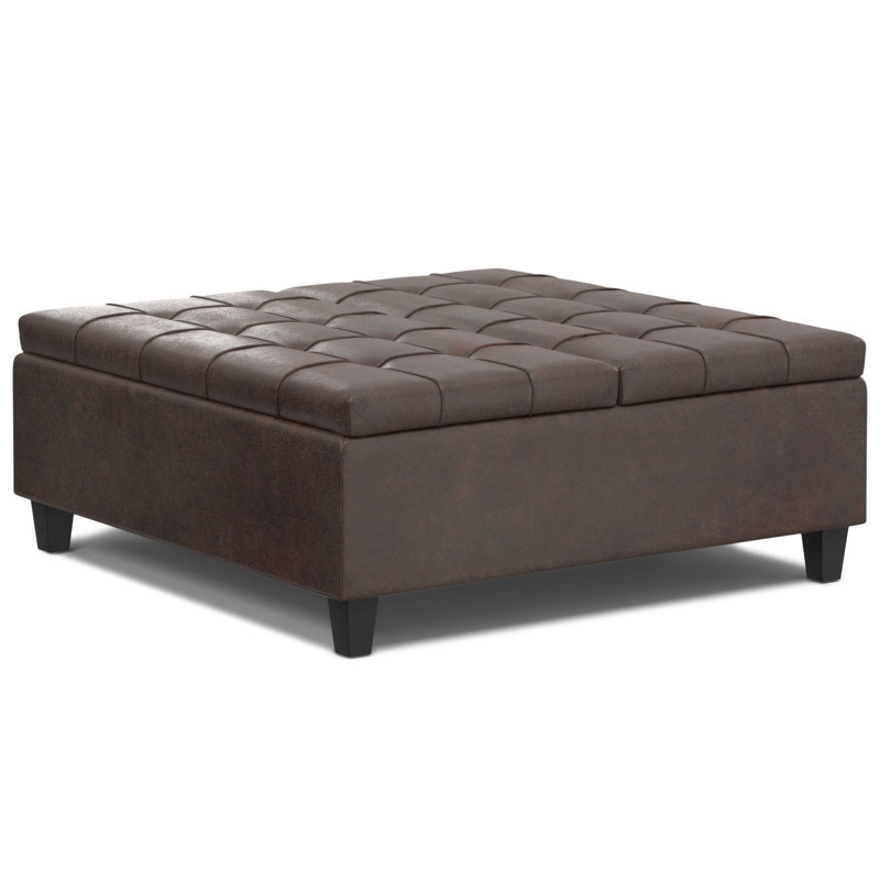 Table basse avec repose-pieds Harrison, Brun délavé, H 16,5 po x L 40 po x l 40 po