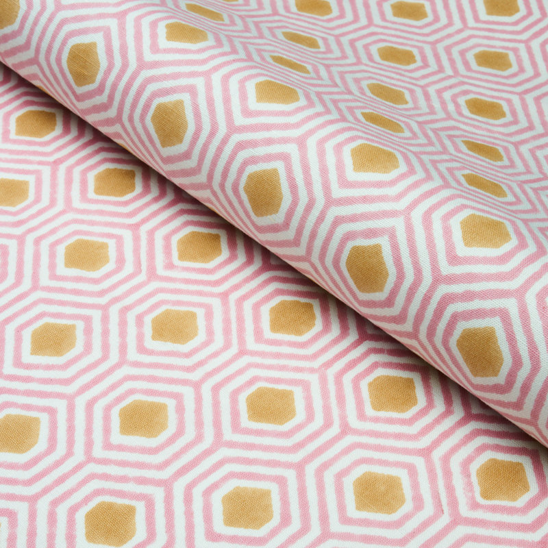 Tissu imprimé à la main Otis, Rose/or