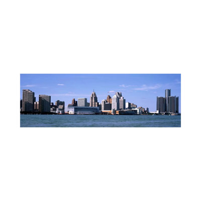 Buildings At The Waterfront, Detroit, Wayne County, Michigan, USA - Wrapped Canvas Panoramic Print