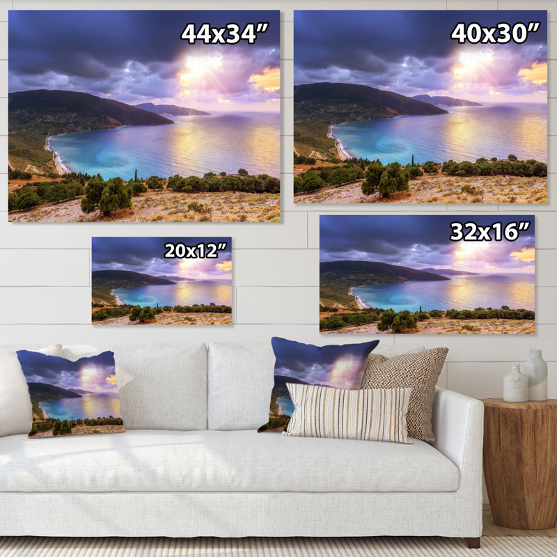 Été coucher de soleil sur la mer - art mural sur toile nautique et côtier, H 12 po x l 8 po x P 1 po, Toile tendue