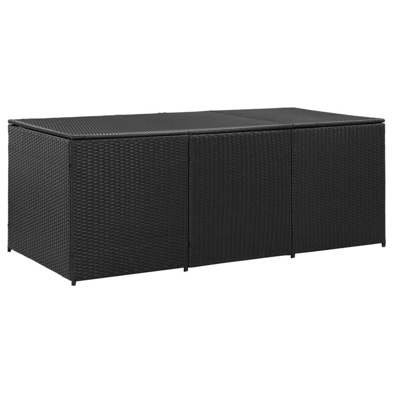 Black Wicker and Plastic Outdoor Storage Deck Box