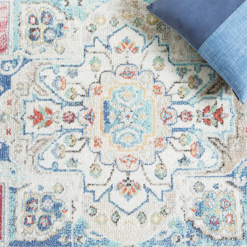 Tapis rouge / ivoire Southwestern, Rectangle 4 pi 5 po x 6 pi 5 po