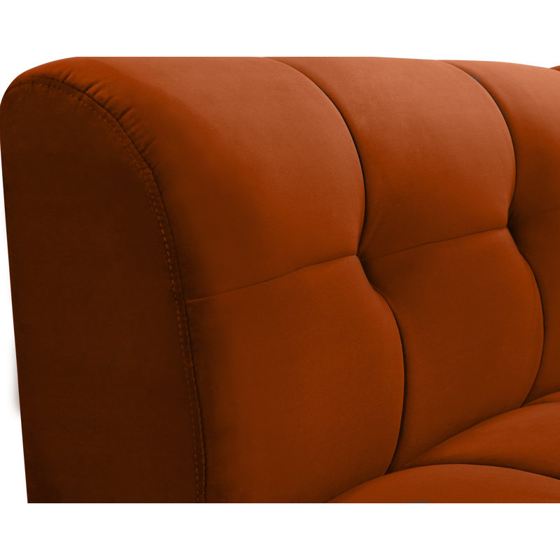 Jedson 83.82Cm Wide Tufted Velvet Side Chair, Cognac Velvet