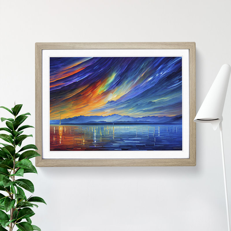 Special Aurora Borealis Vol.5 Abstract - Framed Print, 46cm H x 64cm W x 2cm D, Oak