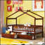Lit en bois pour la maison avec deux tiroirs, structure en bois de pin durable et toit suspendu pour chambre d'enfant-202568673