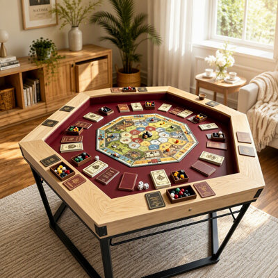 Table de salle à manger / de jeu pour 4 à 6 joueurs, avec grand espace de jeu de 54 po x 31 po et plateau amovible, comprend un tapis de jeu
