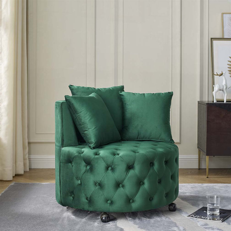 Chaise pivotante en velours, Velours vert 