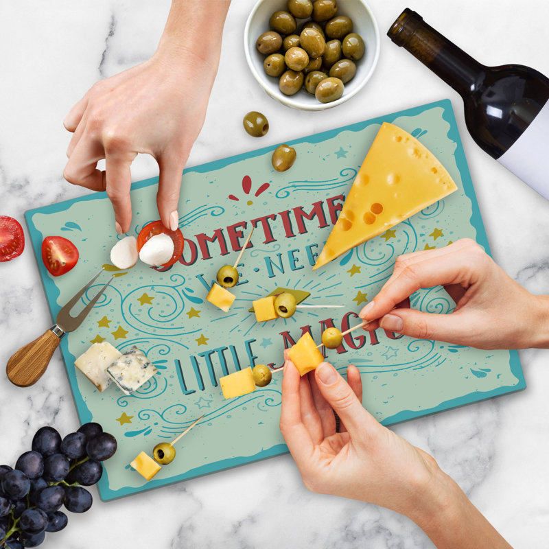 Ambesonne Inspirational Cutting Board Large Size Magic Words Art Multicolor