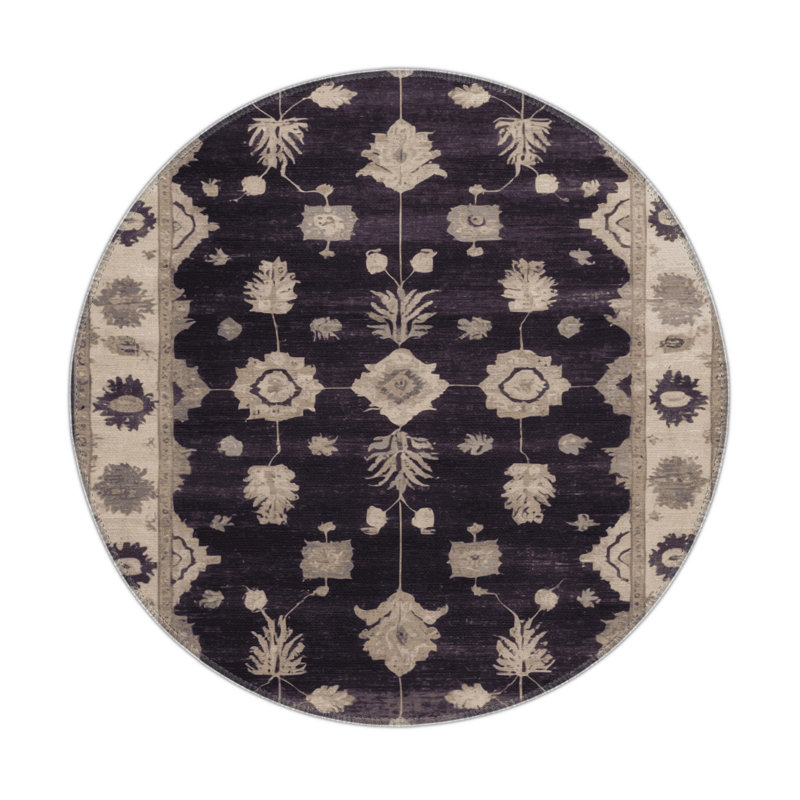 Tapis mauve intérieur et extérieur surteint, Rond 5 pi