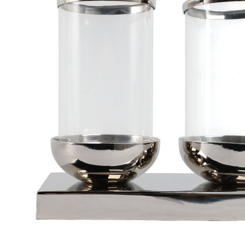 Bougeoirs à pilier en verre avec base solide Modern Modern Triple