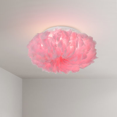 Plafonnier encastré 1 lumière avec abat-jour en plumes roses Dakota Fields