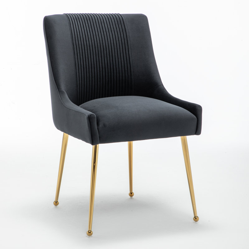 Elian Velvet Side Chair Dining Chair, Black