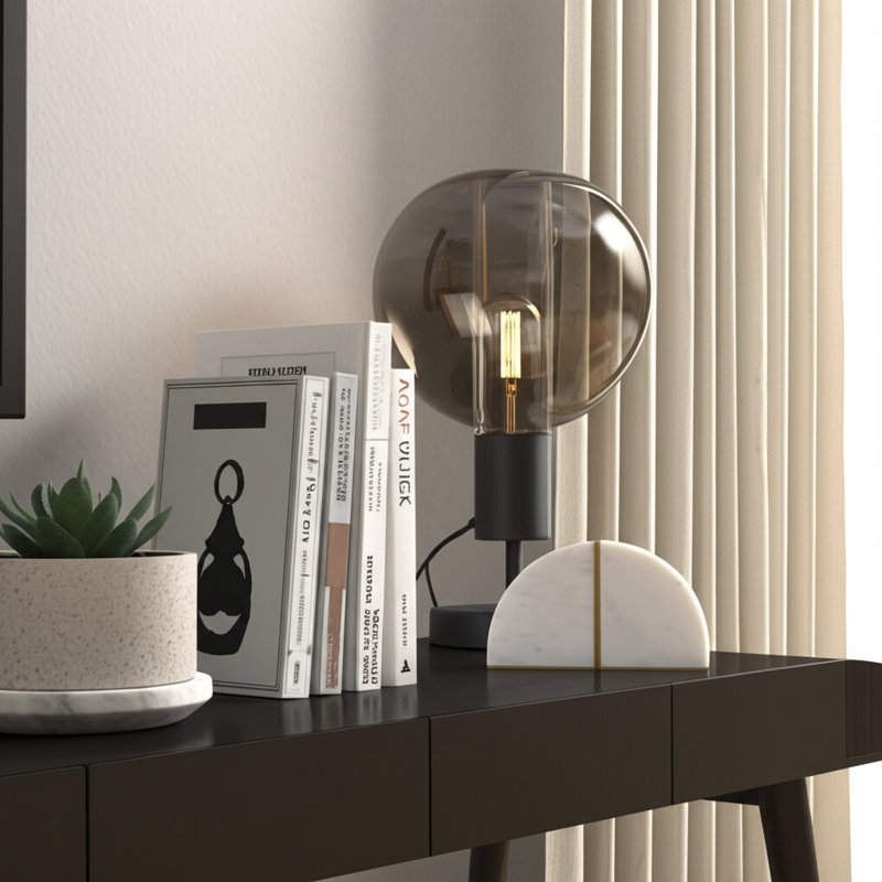 Nata Set of Two Bookends - 8" Set of White Marble Decorative Pie Bookends For Home or Office - Gifts for Book Lovers
