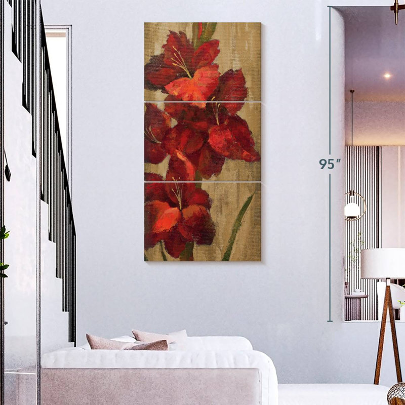 Glaïeul rouge vif, H 75 po x l 36 po