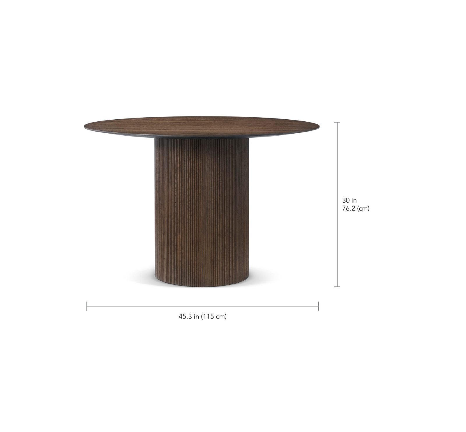 Dining Table, 30" H x 45.28" L x 45.28" W, Brown