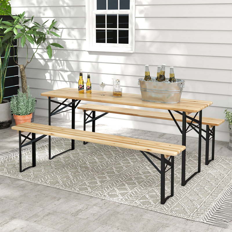 Table de pique-nique rectangulaire en bois pour l'extérieur, ensemble de salle à manger pour l'extérieur et l'intérieur