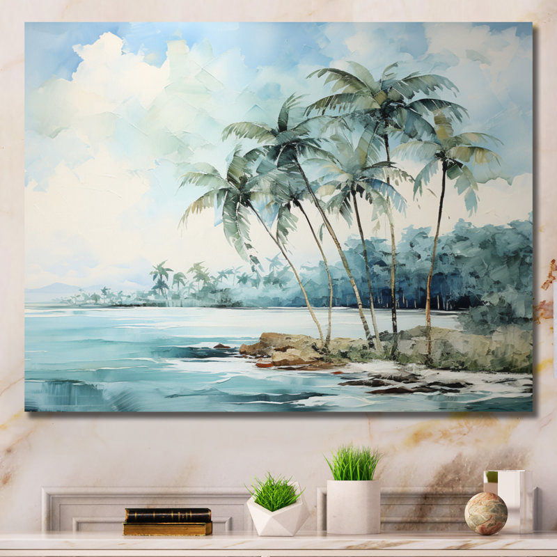 «Green Minimalims Palm Trees VI», reproduction sur toile, H 16 po x l 32 po x P 1 po, Toile tendue