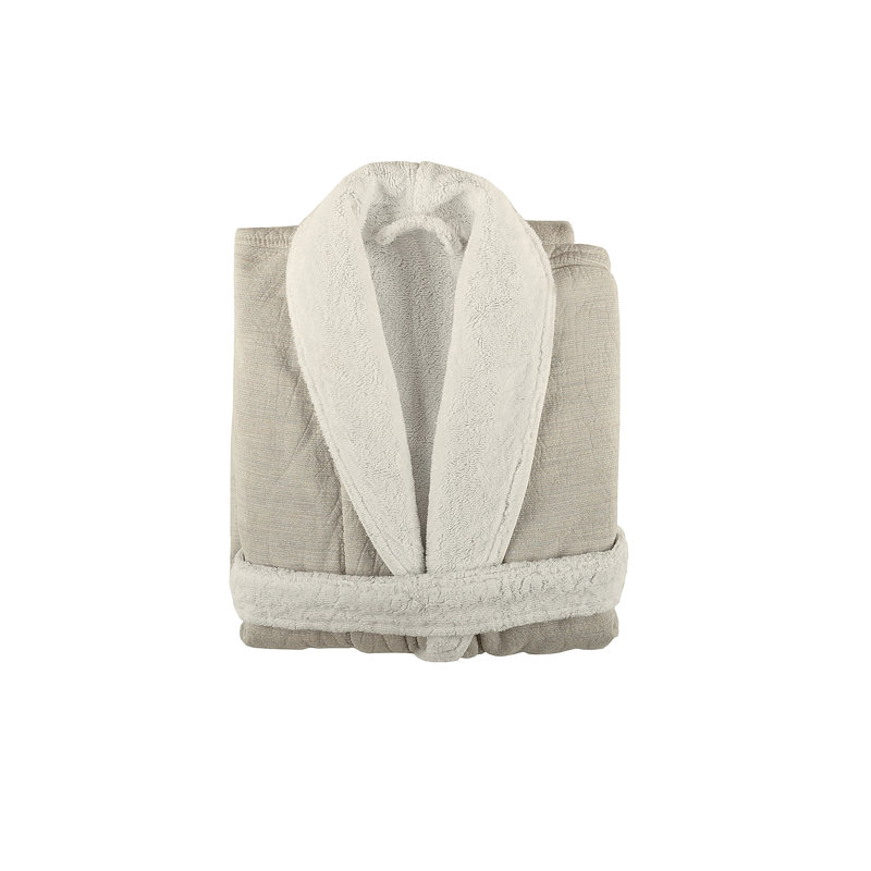 Cotton Blend Terry Cloth Bathrobe, White, S