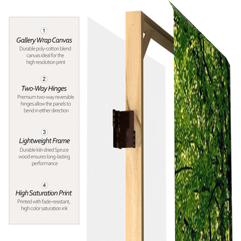 70.88" x 63" Double Sided Path of Life 4 Panel Room Divider, 71" H x 63" W x 1 "D