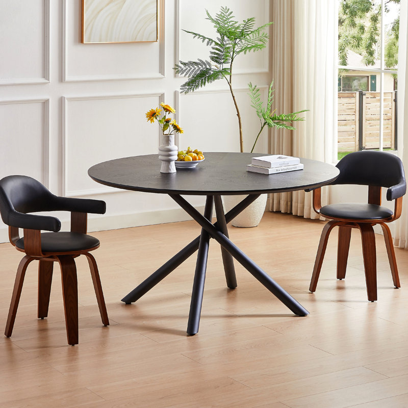 Table basse ronde, base en métal, 47,1 po, et noir, moderne, 47,1 po, design élégant et pratique