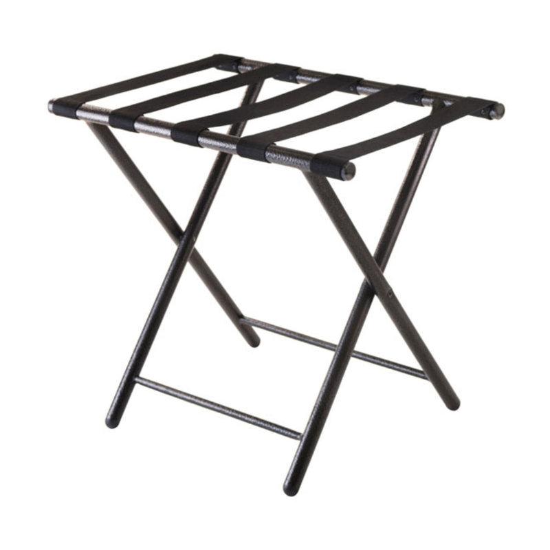 Tavin Black Metal Folding Luggage Rack with Nylon Straps