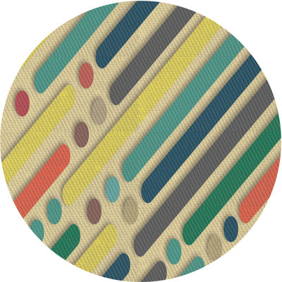 Tapis abstrait beige / vert / orange